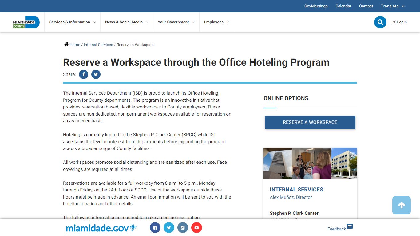 Reserve a Workspace - Miami-Dade County
